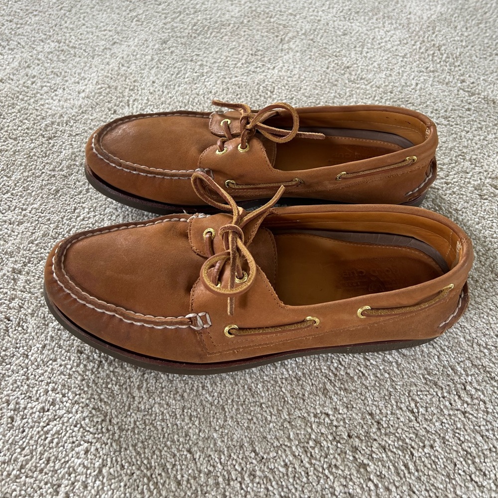 Sperry Tan Top-Sider Boat Shoes with Moccasin Construction and Rawhide Laces